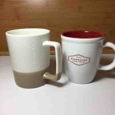 Starbucks 2007 White Abbey Coffee mug and 2016 square handle Coffee Mug - Sold on eBay Dec, 8th 2019 for $26.00