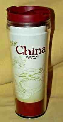 STARBUCKS MUG CHINA TRAVEL INSULATED CUP GLOBAL ICON 12 OZ 2008 DRAGON RED FLIP* - Sold on eBay Dec, 8th 2019 for $19.99