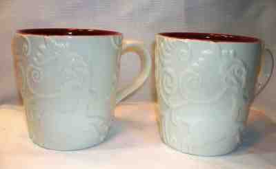 2 NWOT Starbucks 2009 Holiday Mug Embossed Reindeer Bone China Red White - Sold on eBay Dec, 8th 2019 for $16.00