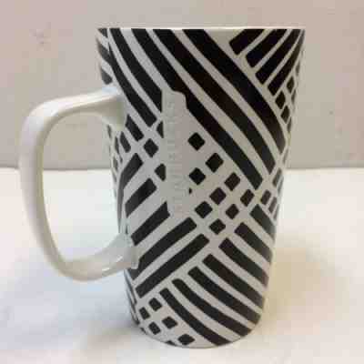 Starbucks Mug 16oz Tall Black White Striped Big Circle 2014 Etched Logo • EUC? - Sold on eBay Dec, 8th 2019 for $20.95