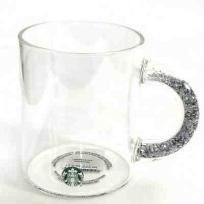 Starbucks Glitter Handle Clear Glass 2019 Holiday Mug Cup Logo 12oz New - Sold on eBay Dec, 7th 2019 for $33.19
