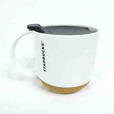 Starbucks 2012 Cork Bottom White Ceramic Mug Travel Tumbler w/ Lid  12 Oz. Cup - Sold on eBay Dec, 7th 2019 for $29.95