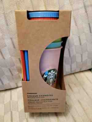 New Starbucks Summer 2019 Color-Changing Reusable Cups With Straws Set Of (5)  - Sold on eBay Dec, 7th 2019 for $78.00