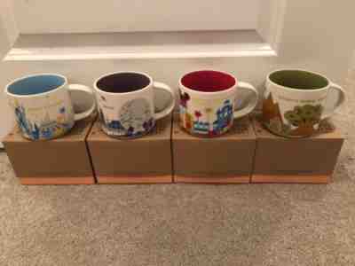 Walt Disney World Set of 4 Starbucks You Are Here YAH 14oz Mug 2017 - Retired - Sold on eBay Dec, 7th 2019 for $114.49