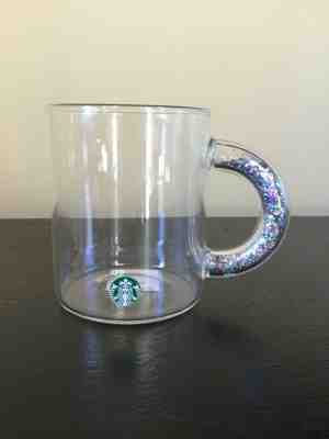 HOLIDAY 2019 Starbucks Glass Glitter Handle Mug RARE Silver Sparkle - Sold on eBay Dec, 7th 2019 for $34.99