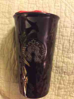 Starbucks 2015 Black Quilted Ceramic Tumbler Travel Mug 10 Oz Red Lid HTF EUC - Sold on eBay Dec, 7th 2019 for $25.00