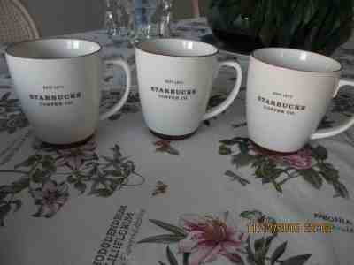 STARBUCKS 2006 SET OF (3) BARISTA MUGS OVERSIZED 18 OZ. BROWN LETTERS AND TRIM - Sold on eBay Dec, 7th 2019 for $34.99