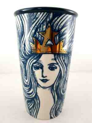 2016 Starbucks Anniversary Gold Crown Blue Siren Mermaid Ceramic Tumbler 12ozNEW - Sold on eBay Dec, 7th 2019 for $39.99