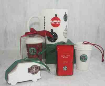 Lot of 5 Starbucks Coffee Christmas Ornaments and Holiday Mug Tumbler Truck Bag - Sold on eBay Dec, 7th 2019 for $17.00