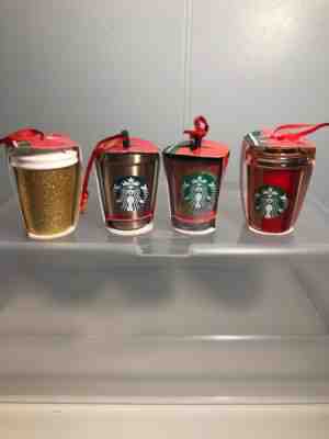 Starbucks Tumbler Ornaments 2018 Stainless Ceramic -4 Christmas Decorations NWT - Sold on eBay Dec, 7th 2019 for $22.99
