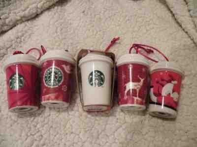 Lot of 5 Starbucks Holiday Cup Ornament Deer Elk Buck Guy Sled Dog White Mermaid - Sold on eBay Dec, 7th 2019 for $19.99