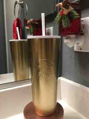 Starbucks 24oz Glitter Gradient Gold Sparkle Metal Tumbler Cup Holiday 2019 ???? - Sold on eBay Dec, 7th 2019 for $24.99