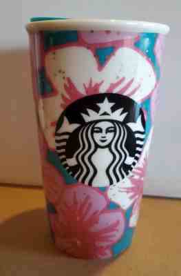 Starbucks 2017 CHERRY BLOSSOMS  Pink Blue Traveler Tumbler 12 oz  NIB - Sold on eBay Dec, 7th 2019 for $25.00