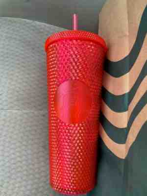 STARBUCKS NEON PINK RED STUDDED TUMBLER CHRISTMAS 2019 SPIKEY IN HAND! - Sold on eBay Dec, 7th 2019 for $47.95