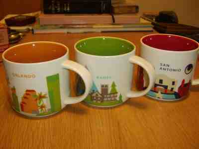 3 Starbucks You Are Here 14 Oz Mugs - Banff / Orlando / San Antonio - Sold on eBay Dec, 7th 2019 for $44.00