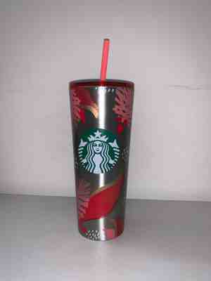 NEW Starbucks Holiday 2019 Silver Pinecone Berry Steel Cold Cold Tumbler 24oz - Sold on eBay Dec, 7th 2019 for $22.99
