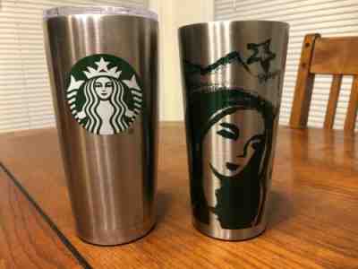 2 Starbucks Stainless Steel Tumblers 16oz 20oz  - Sold on eBay Dec, 7th 2019 for $33.00