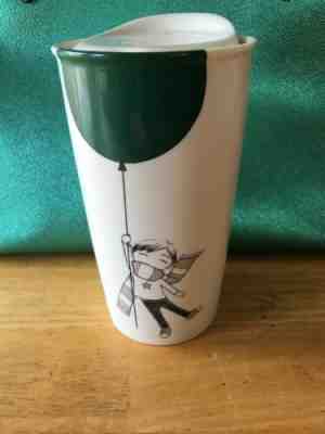 Starbucks Ceramic Travel Tumbler Mug Boy Green Balloon 12 oz 2014 Ceramic Lid - Sold on eBay Dec, 7th 2019 for $22.00