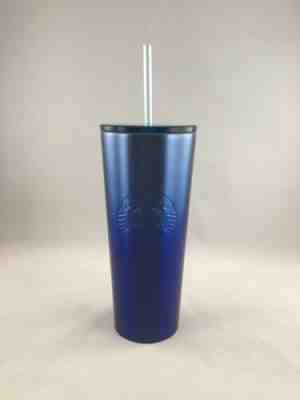 Starbucks Tumbler Stainless Steel Metal Cold-Cup 16oz Blue Ombre - Minor Damage - Sold on eBay Dec, 7th 2019 for $24.99