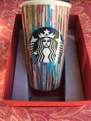Starbucks Travel Mug Ceramic Multi Color - 12 oz.  - Sold on eBay Dec, 7th 2019 for $24.99