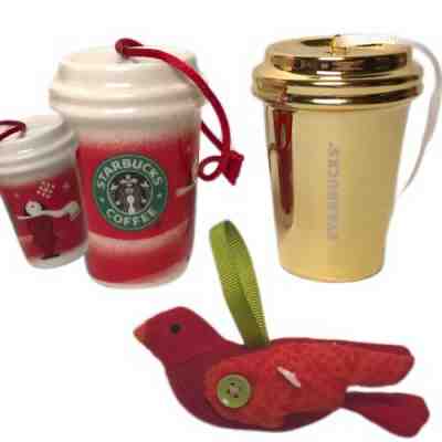 STARBUCKS 2010 2014 Mini Ceramic Coffee Cup 2008 Bird 2.5" Ornaments Old Logo - Sold on eBay Dec, 7th 2019 for $26.99
