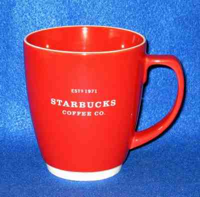  Starbucks ABBEY Coffee Mug Cup 16 Oz RED White RIM Est 1971 2008 - Sold on eBay Dec, 9th 2019 for $16.00