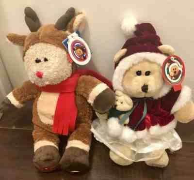 STARBUCKS BEARISTA BEAR Christmas Plush 2005 Red Velvet Dress & 2003 Rudolph - Sold on eBay Dec, 9th 2019 for $18.99