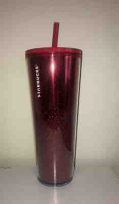 Limited Edition Starbucks 2019 Red Cascading Glitter Tumbler Holiday 24 oz - Sold on eBay Dec, 9th 2019 for $30.00