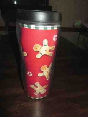 2001 STARBUCKS Gingerbread Man TUMBLER CUP & LID Travel Christmas 16oz MUG  - Sold on eBay Dec, 9th 2019 for $20.98