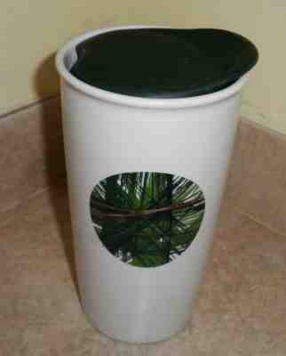 2014 Starbucks 12 oz. Travel Coffee Cup Mug w/Ceramic Lid Green & Gold Graphics - Sold on eBay Dec, 8th 2019 for $18.99