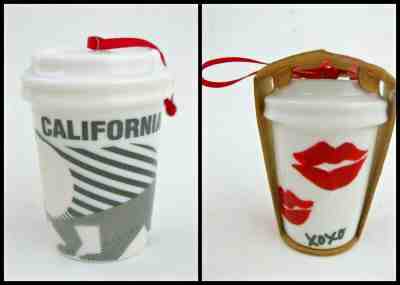 Lot Starbucks Ornaments Lips XOXO & California 2015 - Sold on eBay Dec, 8th 2019 for $20.00