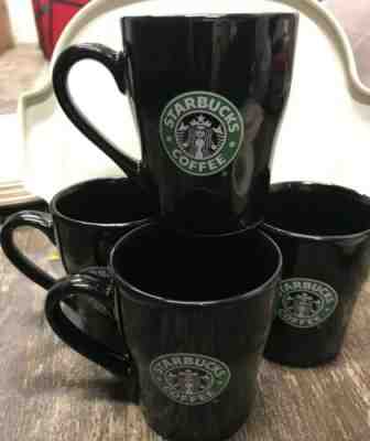 Set Of 4, Starbucks Old Mermaid Siren Logo Black Ceramic Mug 2008, 8 oz. - Sold on eBay Dec, 8th 2019 for $19.99