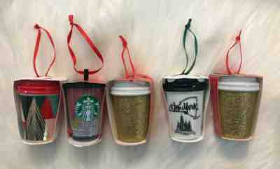 Starbucks Lot 5 Christmas Ornaments Gold Glitter Ceramic  2017 2018 New York - Sold on eBay Dec, 8th 2019 for $29.99