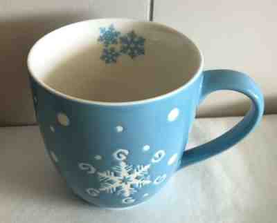 Starbucks Holiday Mug Blue with White Snowflakes Winter Coffee Cup 2007 16 0z - Sold on eBay Dec, 8th 2019 for $17.80