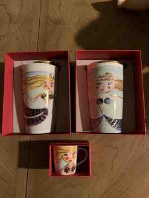 Starbucks Ceramic 12 Oz Gold Siren Mermaid Tumbler Coffee Cup Lid 2015 Lot Of 3 - Sold on eBay Dec, 8th 2019 for $85.00