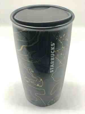 Starbucks Holiday Tumbler Ceramic Black and Gold Mug Reusable Cup Tumbler 12 oz - Sold on eBay Dec, 8th 2019 for $22.99