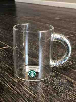Starbucks 2019 Holiday Silver Glitter Holographic Handle Cup Mug Christmas Glass - Sold on eBay Dec, 8th 2019 for $37.99