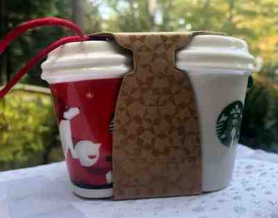 Starbucks Set of 4 Mini Take Out China Coffee Cup Christmas Ornaments NEW - Sold on eBay Dec, 8th 2019 for $16.99