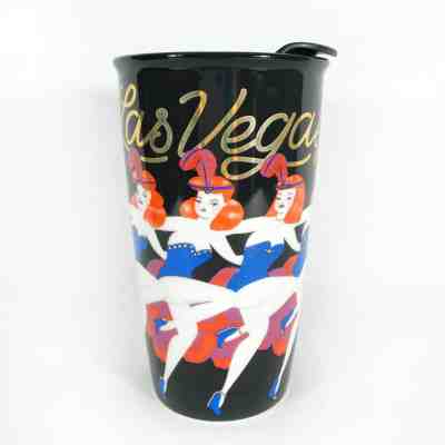 Starbucks Las Vegas Showgirls Ceramic Mug Travel Tumbler w/ Lid Gold Trim 12 oz - Sold on eBay Dec, 8th 2019 for $39.96