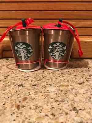 2 Starbucks 2018 Stainless steel Glitter Cold Cup Christmas ornament - Sold on eBay Dec, 10th 2019 for $15.99