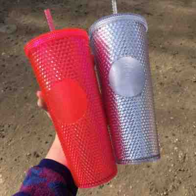 Starbucks Venti Bling Platinum + Hot Pink Studded 24oz Tumbler Cup Set Rare - Sold on eBay Dec, 10th 2019 for $59.95