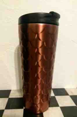 Starbucks Coffee Copper Stainless Mermaid Scales Tumbler Travel Mug 2017 16 oz 