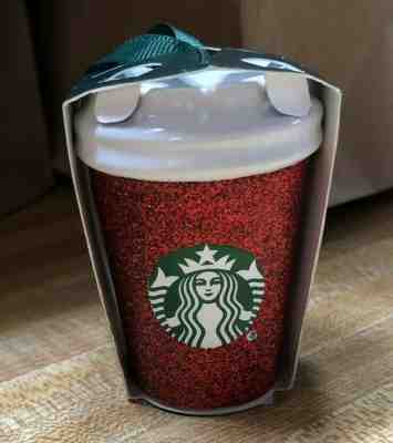 STARBUCKS MINI CUP CHRISTMAS 2019 CERAMIC RED GLITTER ORNAMENT IN HAND - Sold on eBay Dec, 10th 2019 for $15.99