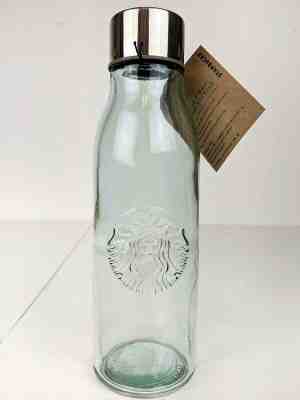 Starbucks Siren Mermaid Logo Recycled Glass Bottle Water Made In Spain 20 fl oz - Sold on eBay Dec, 10th 2019 for $28.95