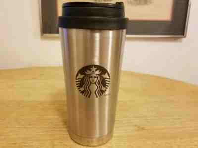 Starbucks 2010 Stainless Steel Tumbler With Built-In Stopper On Lid, 16 oz. HTF  - Sold on eBay Dec, 10th 2019 for $18.95