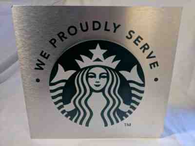 Starbucks “We Proudly Serve” Cafe Store Aluminum Sign 17 in x 16 in Coffee - Sold on eBay Dec, 10th 2019 for $124.99