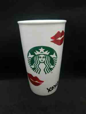 STARBUCKS 2015 XOXO Red Lips Hugs Kisses Ceramic Travel Mug 12 oz NO LID - Sold on eBay Dec, 10th 2019 for $18.89