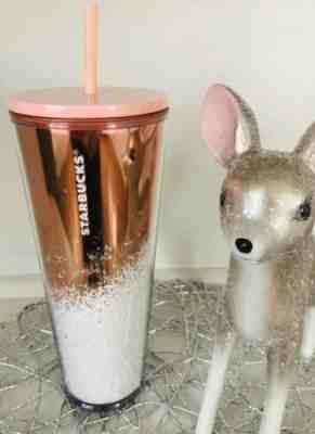 Starbucks Holiday 2019 Cascading Snow Glitter Rose Gold Tumbler  - Sold on eBay Dec, 10th 2019 for $24.00