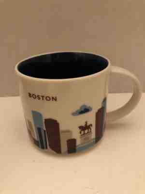 Starbucks 2015 Boston You Are Here 14 Oz Coffee Mug Cup White Blue Brown - Sold on eBay Dec, 10th 2019 for $19.99