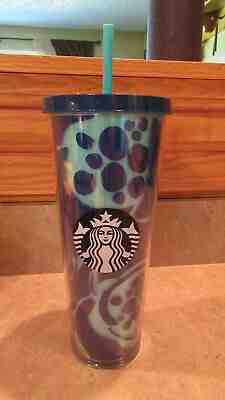 STARBUCKS 2014 HTF AQUA BLUE COLD CUP 24 OZ VENTI TUMBLER W/ MATCHING STRAW  - Sold on eBay Dec, 10th 2019 for $15.99